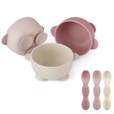 PandaEar 3 Pack Silicone Suction Baby Bowls  3 Baby Feeding Spoons