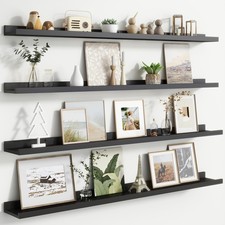 Floating Picture Ledge Shelves Set of 4, 48 Inch Long Large Nursery Book Shel...