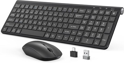 Wireless Keyboard Mouse Combo, Ergonomic Wireless Keyboard with Adjustable St...