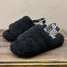 UGG Fluff Yeah Slide Flatform Slippers Sandals Black Size 6