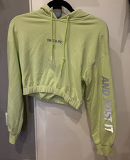 Bershka Damen Crop Hoodie Kapuzenpullover gr�...
