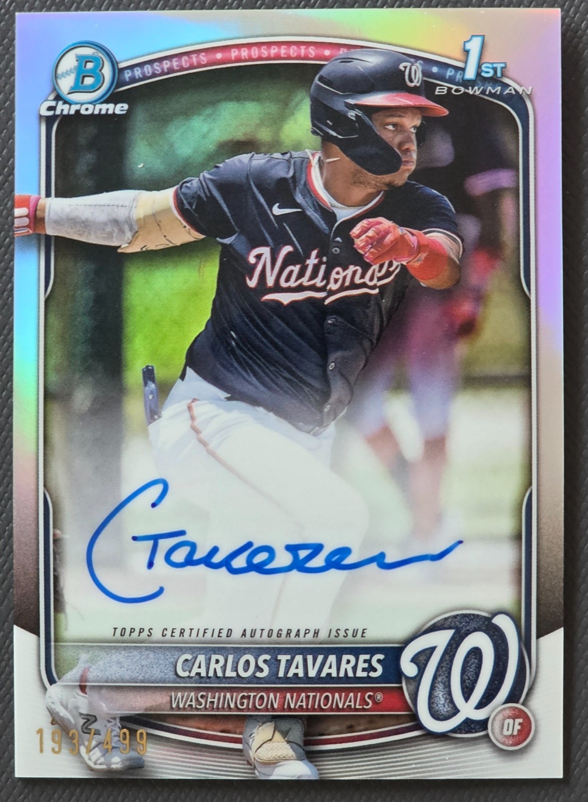 2025 Carlos Tavares 1st Bowman Chrome Auto Refractor/499 - Washington Nationals