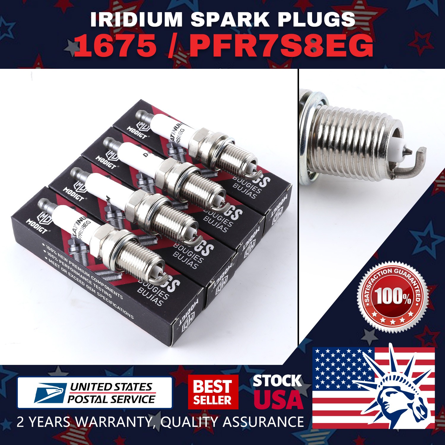 4X 06H905601A PFR7S8EG Iraurita Spark Plugs For VW Passat Golf Jetta Audi A4 A5