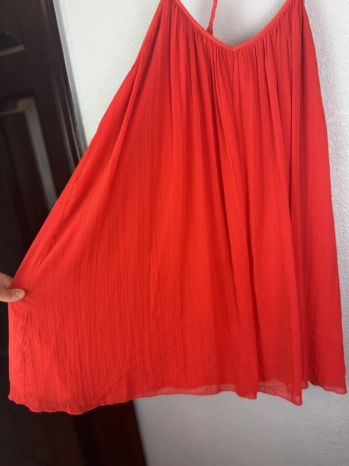 Vestido Abercrombie & Fitch Mujer Grande Rojo Fluido Sin Mangas Boho Verano Informal Foto 2 de 4