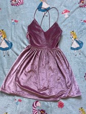 Forever 21 Velveteen Pale Pink Skater Fit Flair Mini Dress Vintage Style Sz S