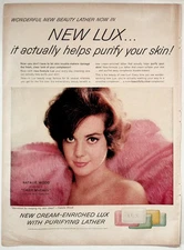 Lux Vintage Print Ad 1957 Natalie Wood Soap Beauty Cream-Enriched Lather