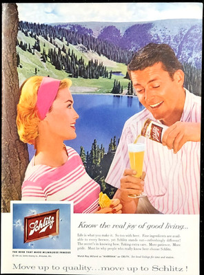 Schlitz Beer Original 1959 Vintage Print Ad Wall Art