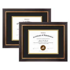 , 11x14 Black Gold & Burgundy Color Document Frame for 8x10 Diploma/Certifica...