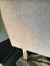 Luxury double headboard, Harrison Spinks brand, blush pink linen weave fabric.