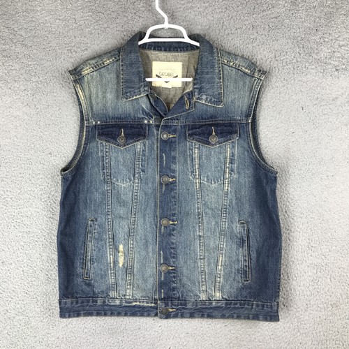 Decibel Denim Vest Mens XL Distressed Sleeveless Warlocks Dakota Patch Jacket