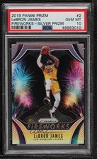 2019-20 Panini Prizm Fireworks Silver Prizm LeBron James #2 PSA 10 GEM MT 3k6