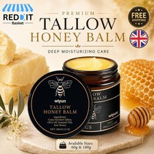 Grass-Fed Beef  Tallow and Honey Balm, Beef Tallow Skin Care, Moisturising Cream