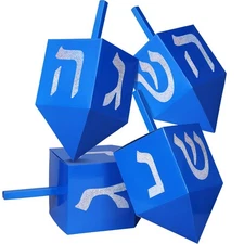 Best 4 Pack Hanukkah Dreidel Set Table Decorations 12inch Blue Centerpieces Box