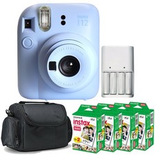 FUJIFILM INSTAX MINI 12 Instant Film Camera Pastel Blue  4x Mini Film Bundle