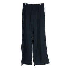 CASLON - WOMEN'S SMALL -BLACK ELASTIC WAIST LINEN BLEND PANTS