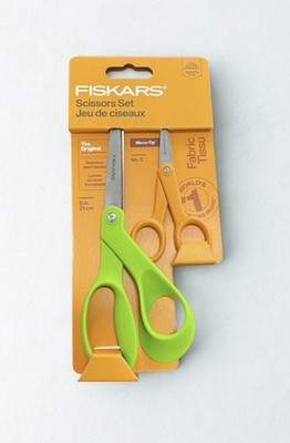 Fiskars Pair Scissors Set 5'' Micro Tip & 8'' Stainless Steel Scissors NEW