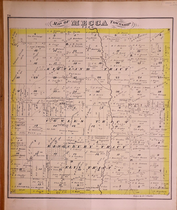 Rare Antique 1874 Plat Map ~ Mecca Township, Trumbull County, Ohio - 14x17