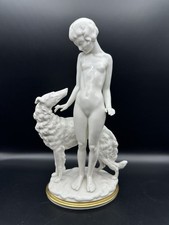 Hutschenreuther große Porzellanfigur Mädchen mit Barsoi signiert Carl Werner