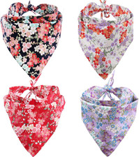 4 Pack Dog Bandanas Triangle Scarf Bib Set Japanese Style Accessories Small
