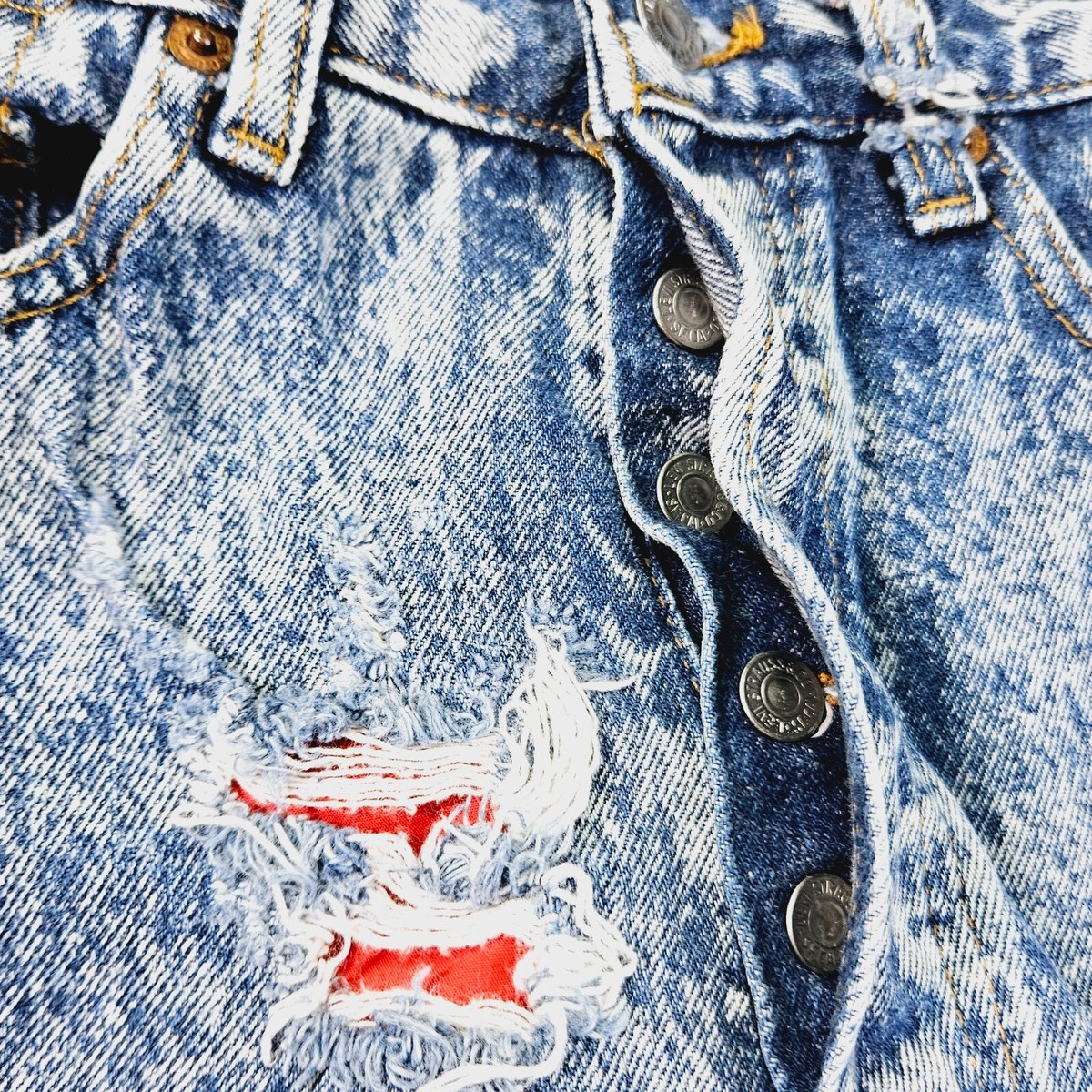 Levi 501 XX Jean Denim W30 L34 Cotton Distressed Button Fly USA