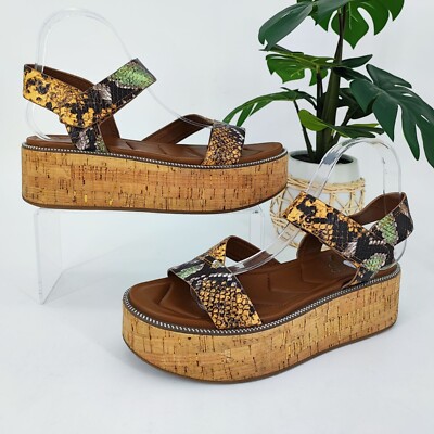 Franco Sarto Women's Ozio Brown Synthetic Platform Sandals Size