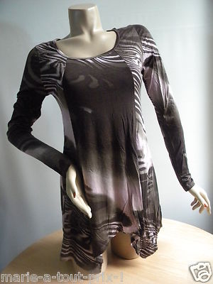 Vabene Made in Italy Tunic Dress Chocolate & Pale Pink Size L New