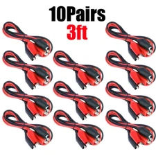10Pairs Dual Red & Black Test Leads with Alligator Clips Jumper Cable Wire 16GA