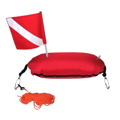 22.5x8x6 Spearfishing Float with Red and White Dive Flag
