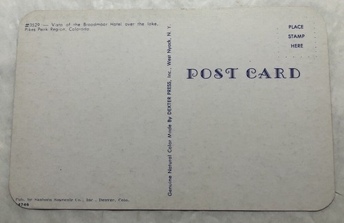 Vista Of The Broadmoor Hotel Over The Lake, Colorado. Postcard (Y2) - Foto 2 di 2