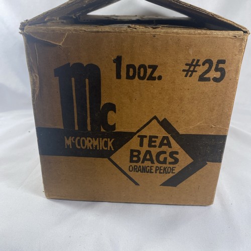 Vintage Cardboard McCormick Shipping / Store Box Orange Pekoe Tea Bags - Picture 7 of 14
