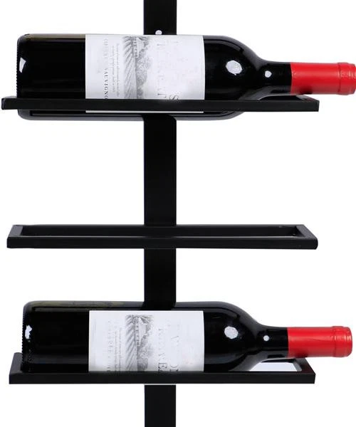 Set 2 Portabottiglie Vino Metallo Parete Mensola Espositore Vino Scaffale Nero - Immagine 4 di 4