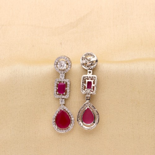 Damen Cubic Zirkonia Birne Halskette Strand Und Ohrringe Versilbert - Bild 9 von 72