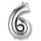 Number Six 6 Party Supplies Silver 83cm Foil Balloon 6th Birthday Girl Boy
