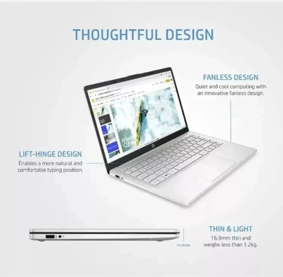 HP Laptop 14-eg0001na 4G LTE , 14 Inch, Snapdragon 7c Gen 2, 4GB, 128GB  PT-6257 - Image 4 of 4