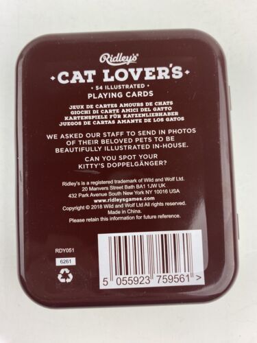 Carte da gioco illustrate di Ridley's Cat Lover's in latta da collezione sigillate - Foto 2 di 10