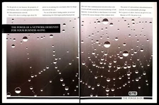 1991 GTE Spacenet Date Video Networks Vintage PRINT AD Spider Web Dew Drops 90s
