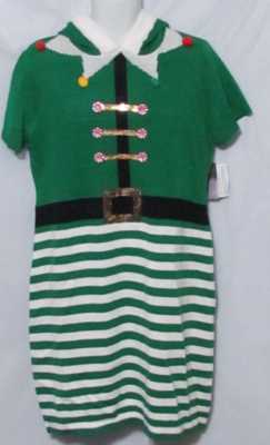 Walmart No Boundaries Elf Christmas Short Sleeve Sweater Dress with Hood |  eBay UK