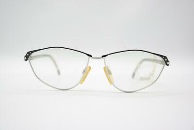 Vintage Mondi by Metzler 5316 Silber Schwarz Oval Brille Brillengestell NOS