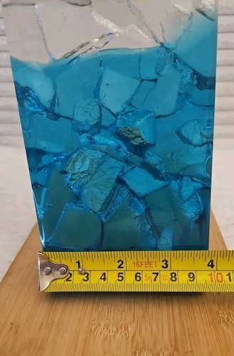 Obelisk Art Glass Sculpture H25cm x W10cm *Blue & White Blend* Heavy 1.5 Kg RARE - Picture 11 of 20