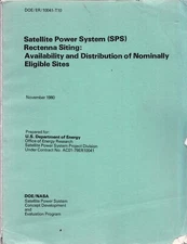1980 NASA Satellite Power System Rectenna Siting Program US Dept Energy