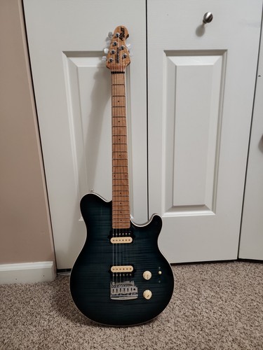 Ernie Ball Music Man Axis Super Sport Flame Top Electric Guitar Yucatan Blue