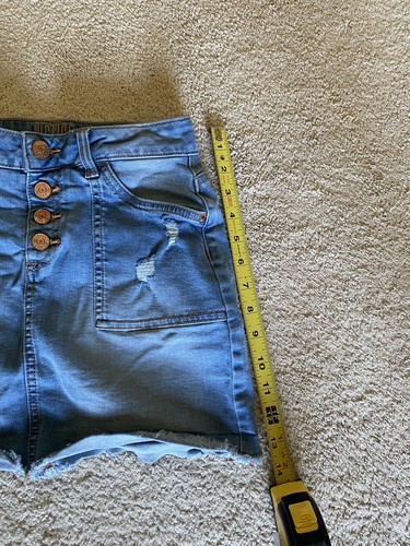 Justice Girls Denim Jean Skirt Built-in Shorts Size 12 Distressed Soft Stretchy - Picture 5 of 8