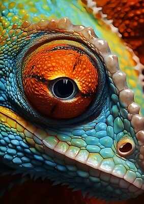 Snake Head Lizard Eye Iguana Home Decor Room Gift A3 A4 Print Poster Wall Art