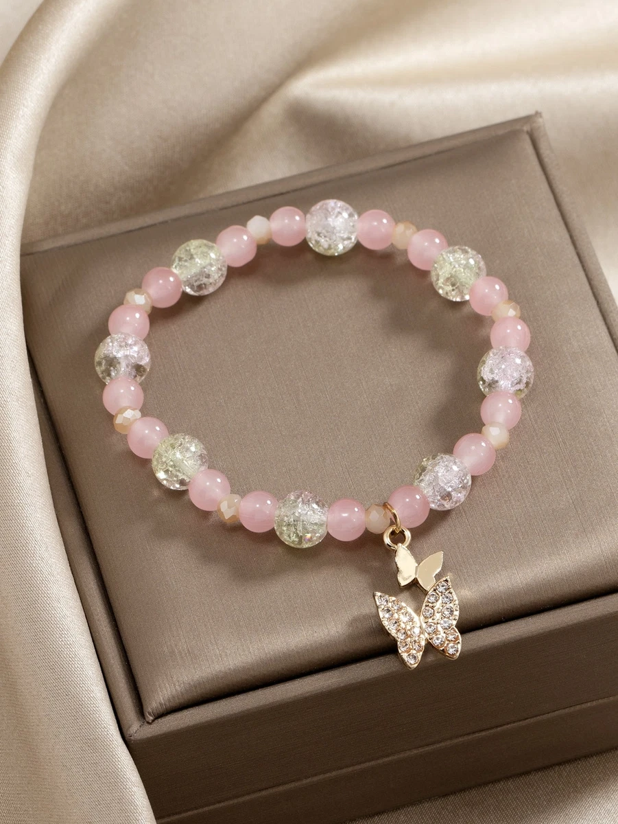 GLASS BEAD BRACELET IN PINK