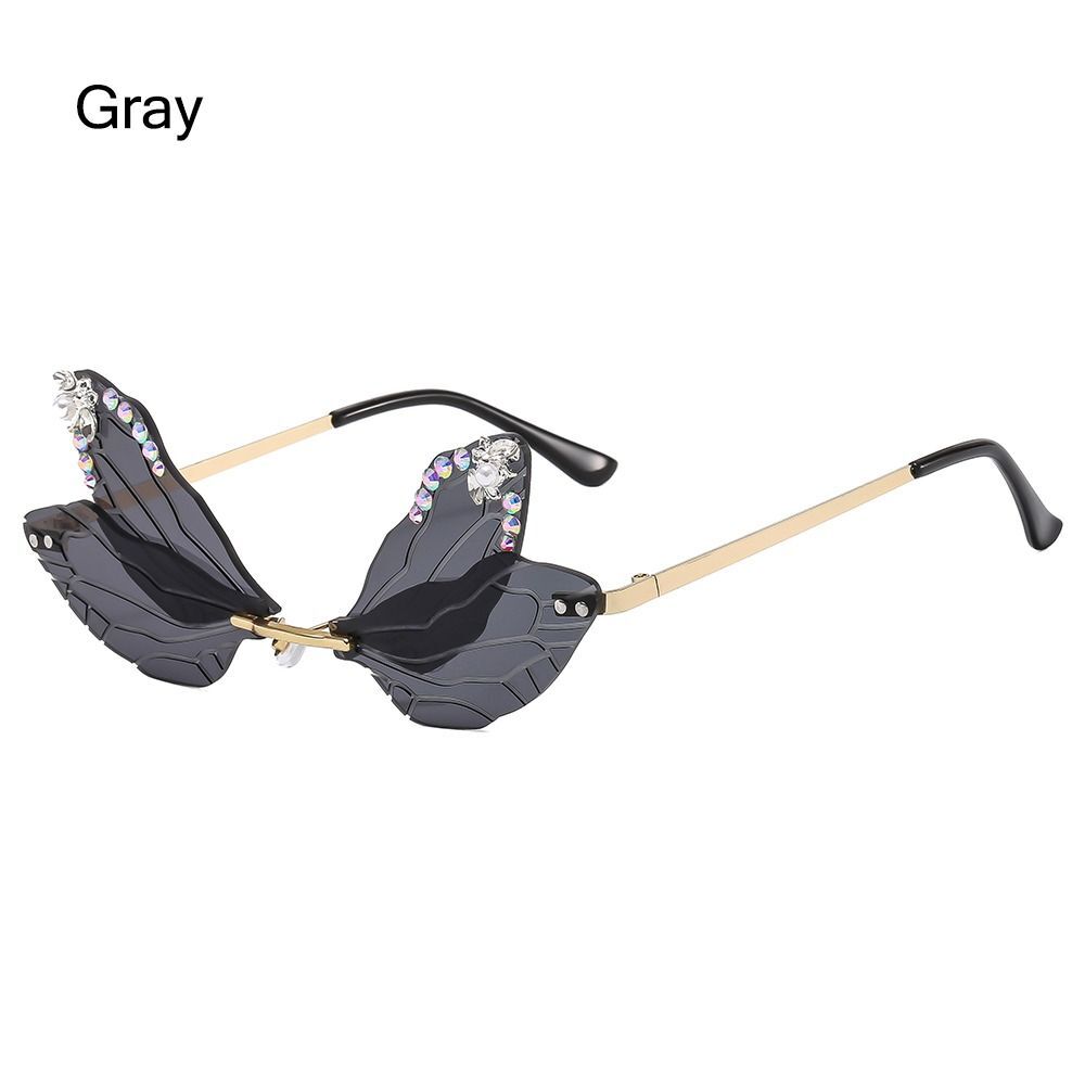 Irregular Rimless Dragonfly Wing Sunglasses Shades Bling  display picture 1