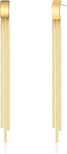 Long Tassel Dangle Drop Earrings, Silver/Gold Cz Chain Earrings for Women Fringe