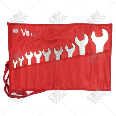 V8 Tools 8109 9 Piece Metric Super Thin Wrench Set for Bike Aviation Repair