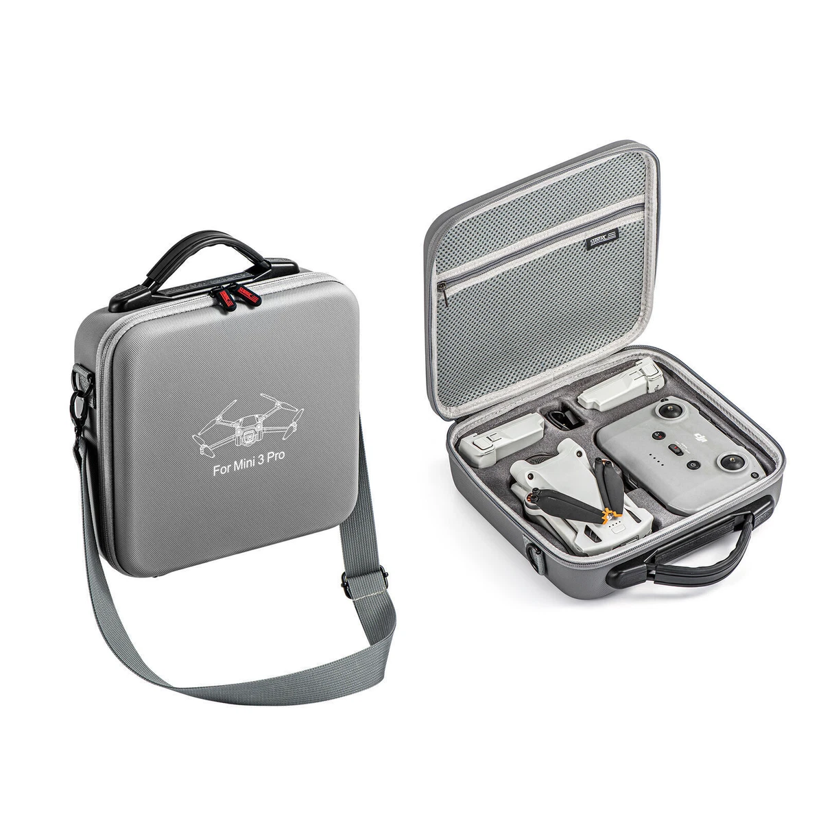PGYTECH Borsa per il trasporto per DJI Mini 3/Mini 3 Pro/Mini 4 Pro Borsa da trasporto impermeabile in pelle PU Custodia rigida con telecomando DJI RC2/ RC/RC-N1 Accessori per Drone con tracolla