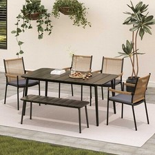 LAUSAINT HOME Outdoor Patio Rattan Dining Set 6 Pieces