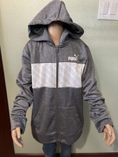 Puma Boys Grey And White Hoodie Jacket Size M  Medium 10-12  Used